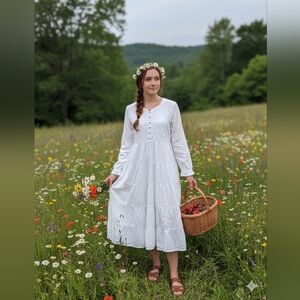 Fun Boho Chic Cottagecore White Dress